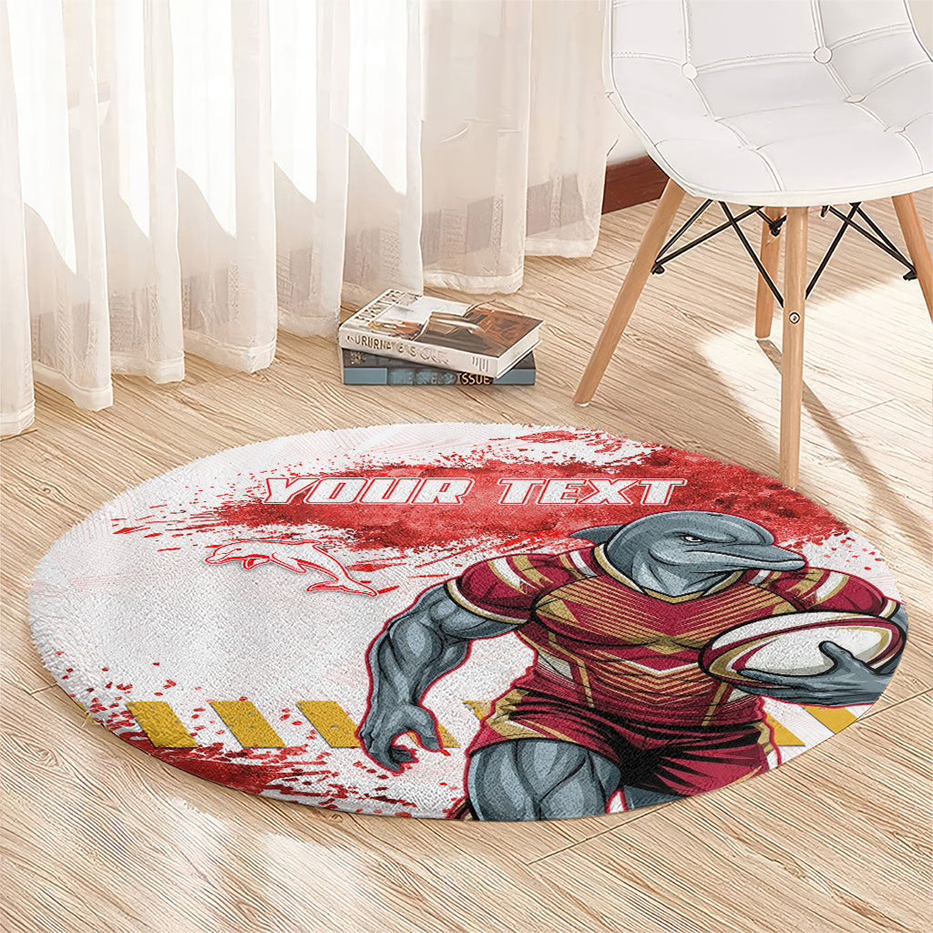 Personalised Dolphins Rugby Round Carpet Dolphin Mascot - Sporty Splash Art Style