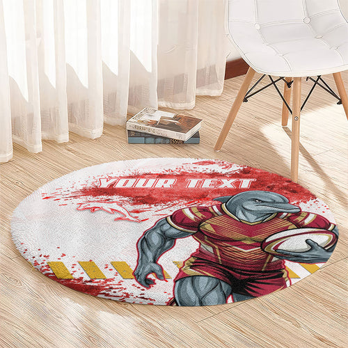 Personalised Dolphins Rugby Round Carpet Dolphin Mascot - Sporty Splash Art Style