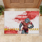 Personalised Dolphins Rugby Rubber Doormat Dolphin Mascot - Sporty Splash Art Style