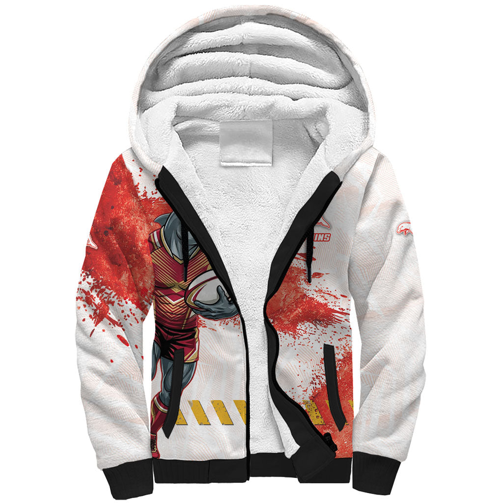 Personalised Dolphins Rugby Sherpa Hoodie Dolphin Mascot - Sporty Splash Art Style