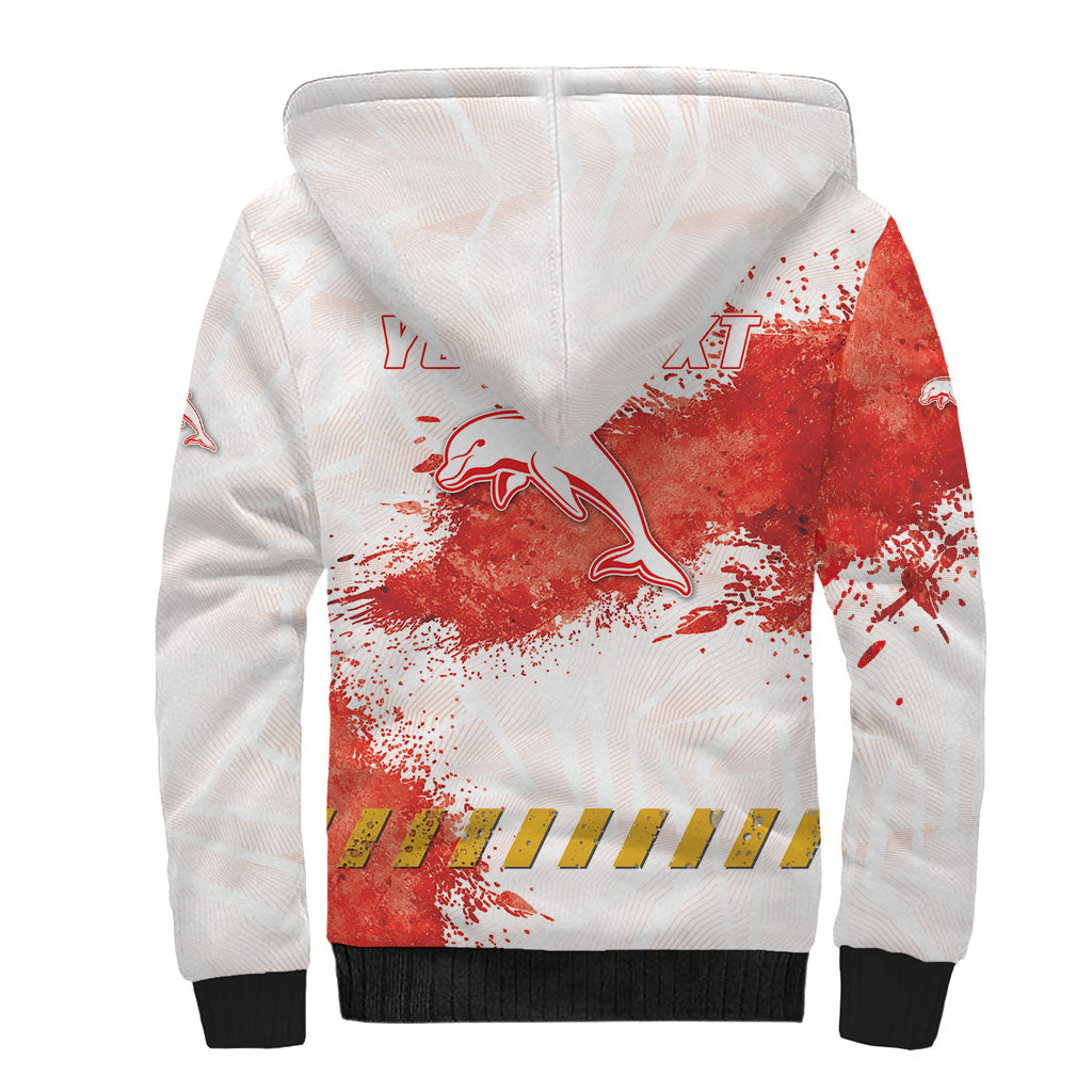 Personalised Dolphins Rugby Sherpa Hoodie Dolphin Mascot - Sporty Splash Art Style