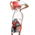 Personalised Dolphins Rugby Short Sleeve Bodycon Dress Dolphin Mascot - Sporty Splash Art Style