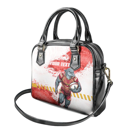 Personalised Dolphins Rugby Shoulder Handbag Dolphin Mascot - Sporty Splash Art Style