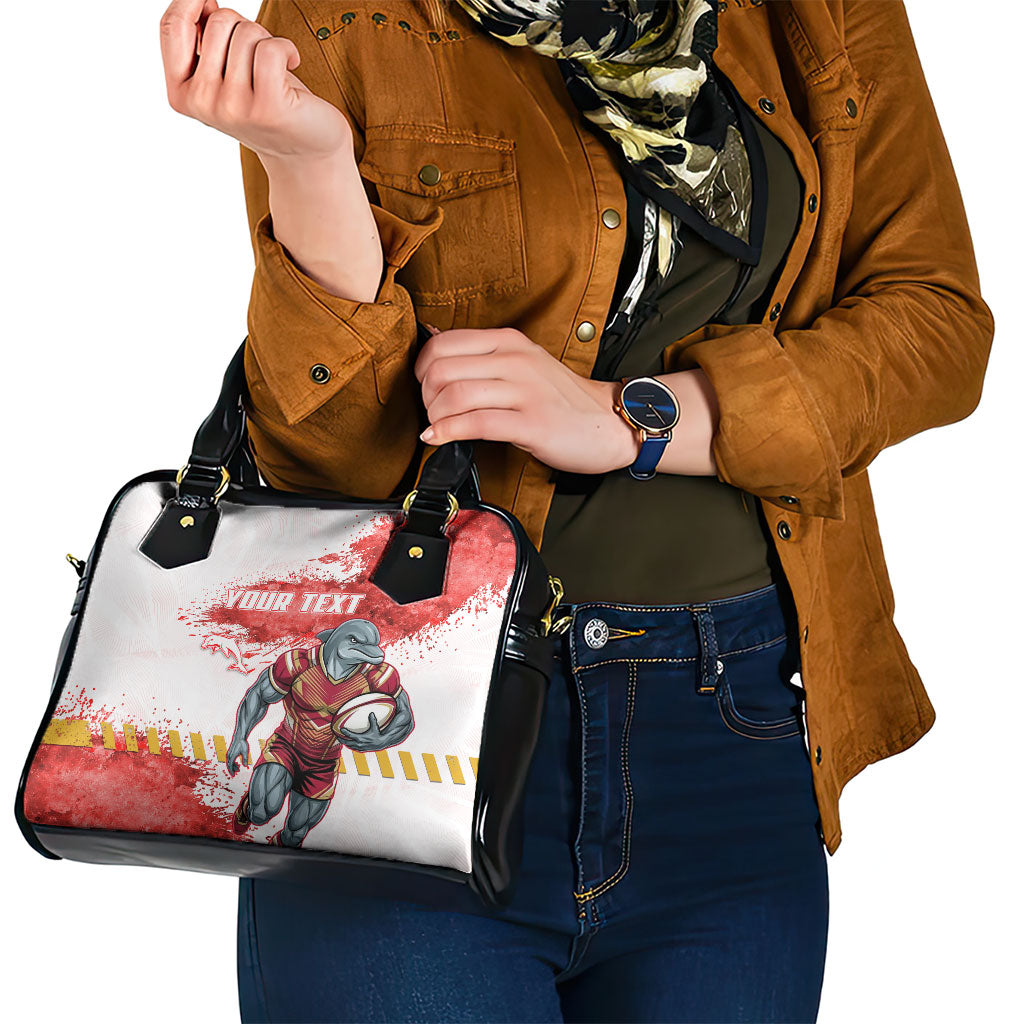 Personalised Dolphins Rugby Shoulder Handbag Dolphin Mascot - Sporty Splash Art Style