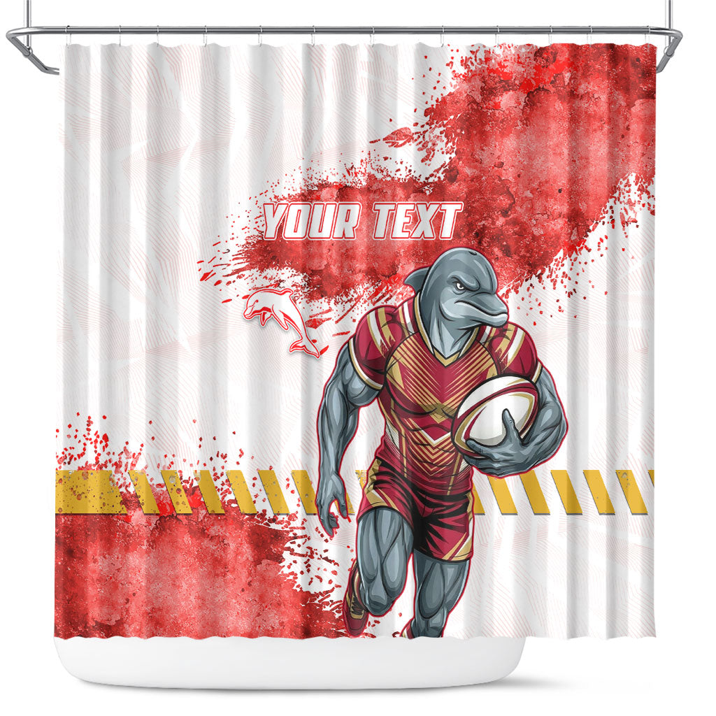Personalised Dolphins Rugby Shower Curtain Dolphin Mascot - Sporty Splash Art Style