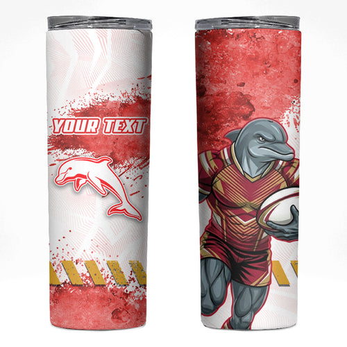 Personalised Dolphins Rugby Skinny Tumbler Dolphin Mascot - Sporty Splash Art Style