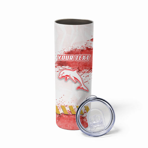 Personalised Dolphins Rugby Skinny Tumbler Dolphin Mascot - Sporty Splash Art Style