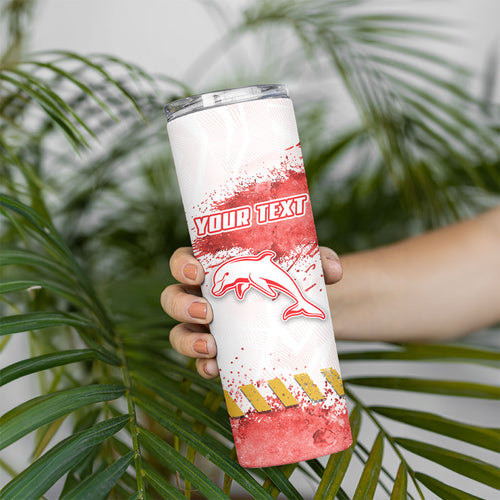 Personalised Dolphins Rugby Skinny Tumbler Dolphin Mascot - Sporty Splash Art Style