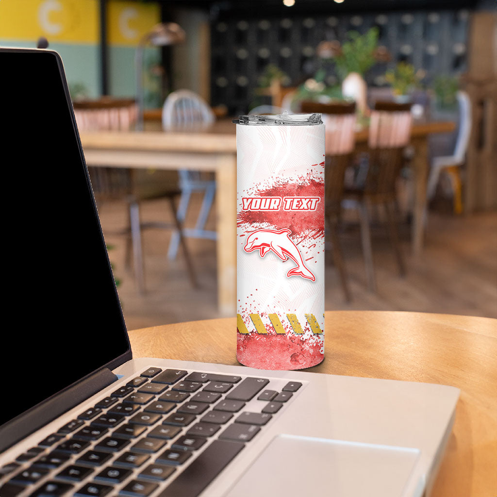 Personalised Dolphins Rugby Skinny Tumbler Dolphin Mascot - Sporty Splash Art Style