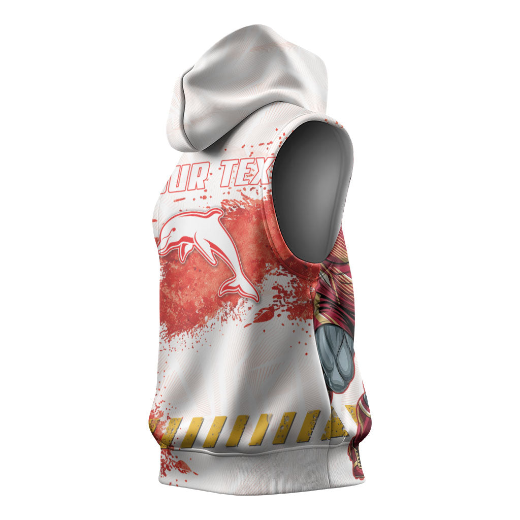 Personalised Dolphins Rugby Sleeveless Hoodie Dolphin Mascot - Sporty Splash Art Style