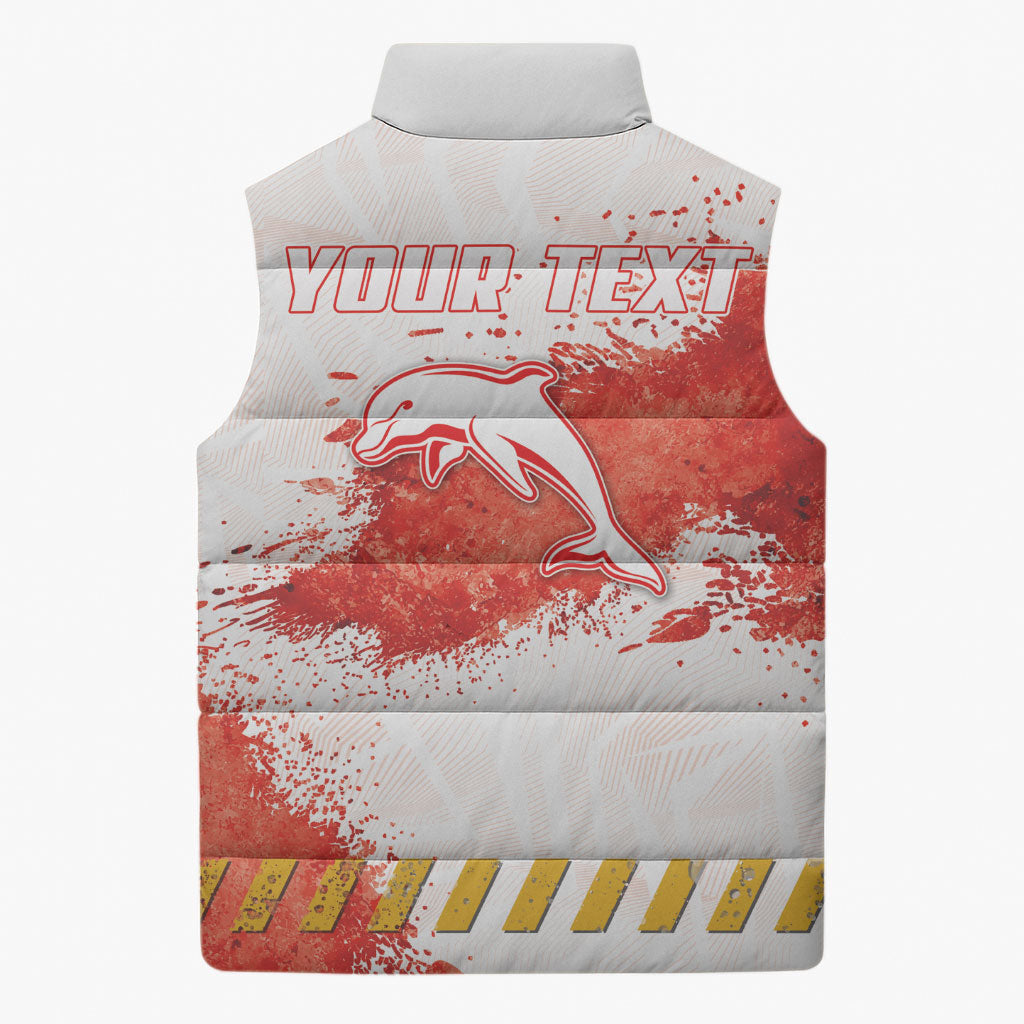 Personalised Dolphins Rugby Sleeveless Puffer Jacket Dolphin Mascot - Sporty Splash Art Style