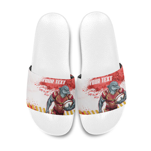 Personalised Dolphins Rugby Slide Sandals Dolphin Mascot - Sporty Splash Art Style