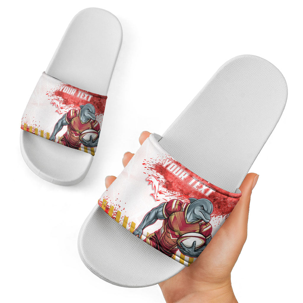 Personalised Dolphins Rugby Slide Sandals Dolphin Mascot - Sporty Splash Art Style