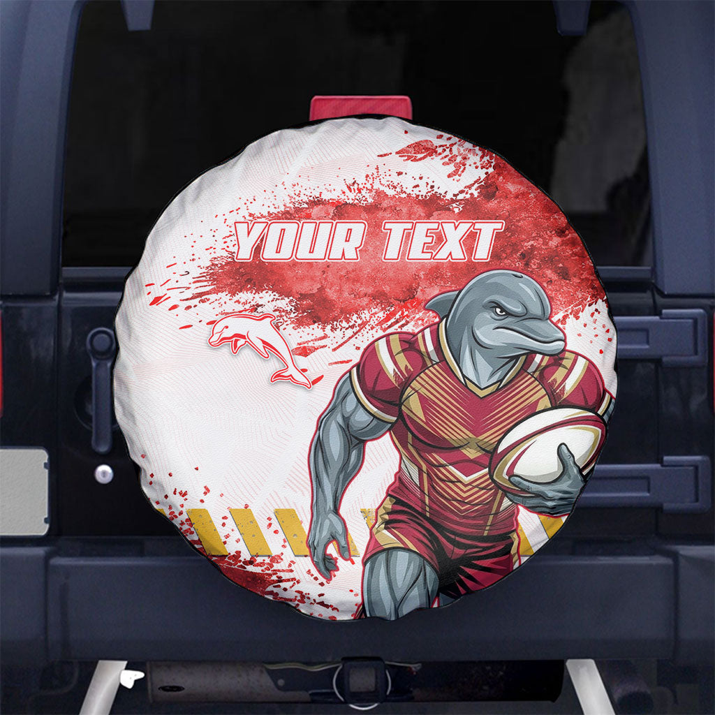 Personalised Dolphins Rugby Spare Tire Cover Dolphin Mascot - Sporty Splash Art Style