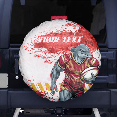 Personalised Dolphins Rugby Spare Tire Cover Dolphin Mascot - Sporty Splash Art Style
