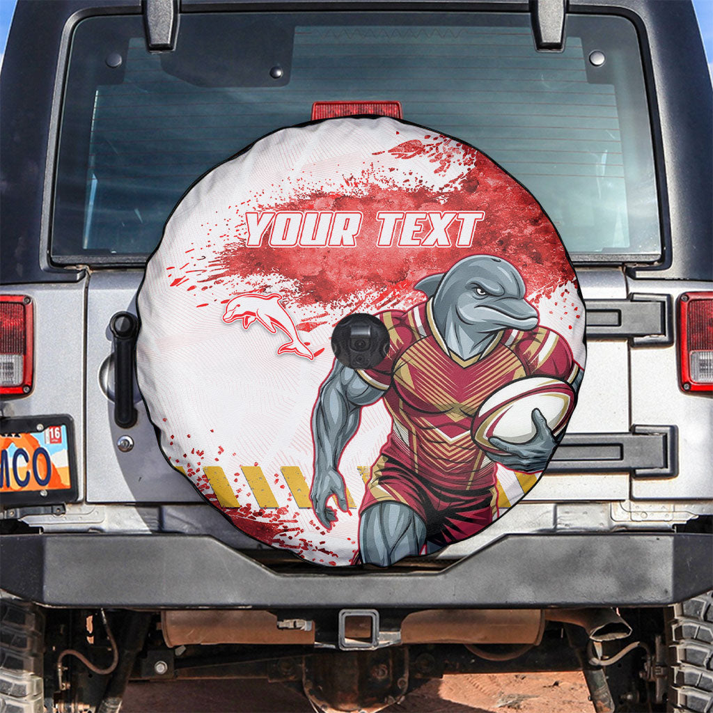 Personalised Dolphins Rugby Spare Tire Cover Dolphin Mascot - Sporty Splash Art Style