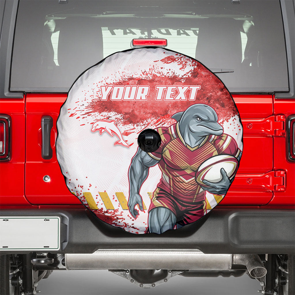 Personalised Dolphins Rugby Spare Tire Cover Dolphin Mascot - Sporty Splash Art Style