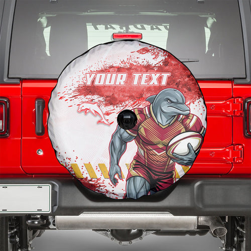 Personalised Dolphins Rugby Spare Tire Cover Dolphin Mascot - Sporty Splash Art Style