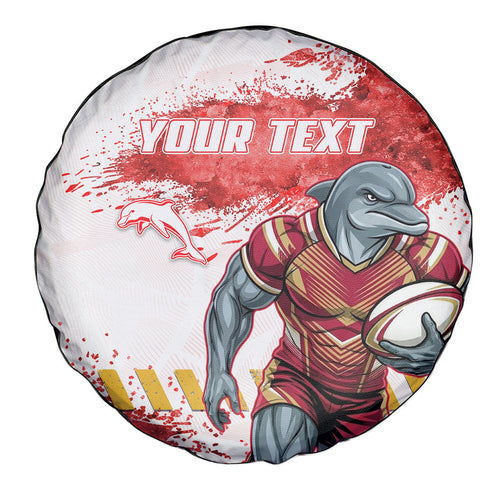 Personalised Dolphins Rugby Spare Tire Cover Dolphin Mascot - Sporty Splash Art Style