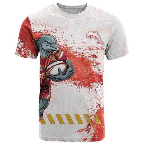 Personalised Dolphins Rugby T Shirt Dolphin Mascot - Sporty Splash Art Style