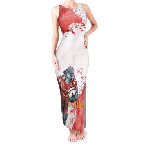 Personalised Dolphins Rugby Tank Maxi Dress Dolphin Mascot - Sporty Splash Art Style