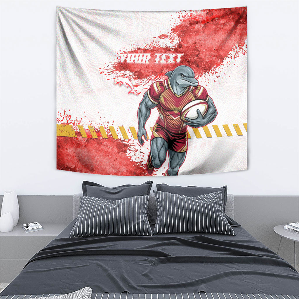 Personalised Dolphins Rugby Tapestry Dolphin Mascot - Sporty Splash Art Style