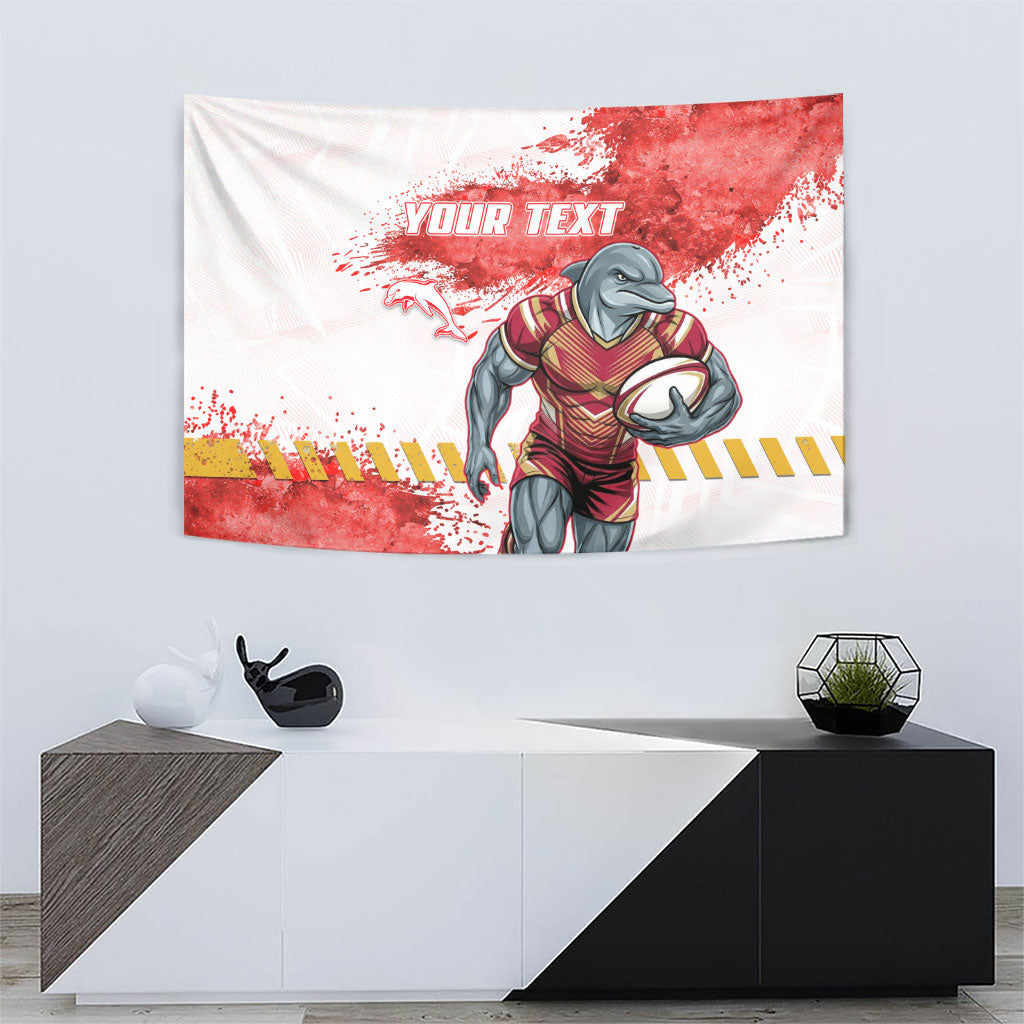 Personalised Dolphins Rugby Tapestry Dolphin Mascot - Sporty Splash Art Style