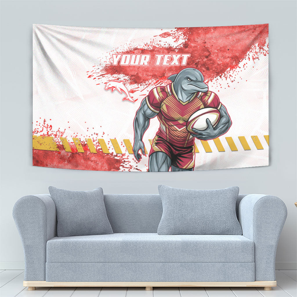 Personalised Dolphins Rugby Tapestry Dolphin Mascot - Sporty Splash Art Style