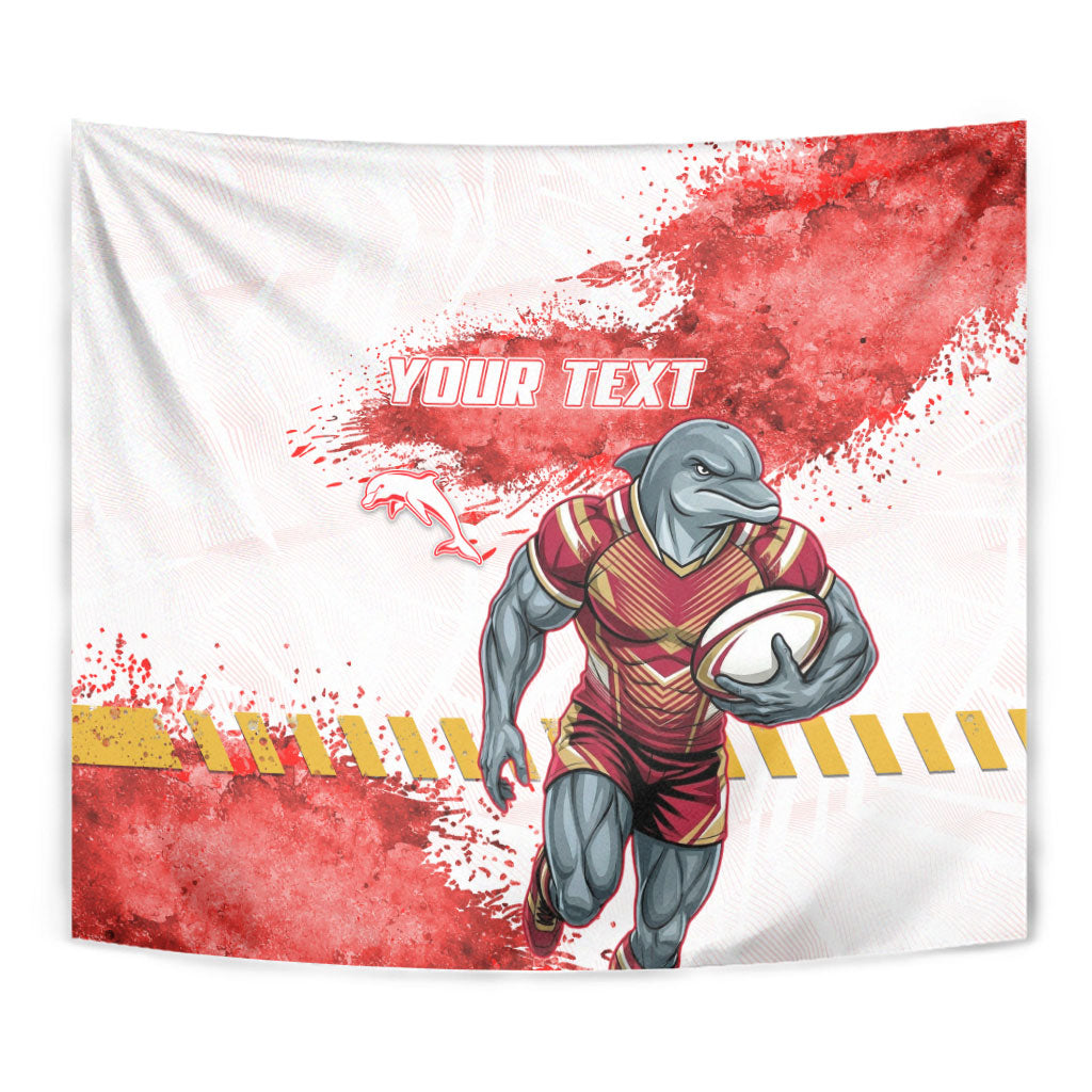 Personalised Dolphins Rugby Tapestry Dolphin Mascot - Sporty Splash Art Style