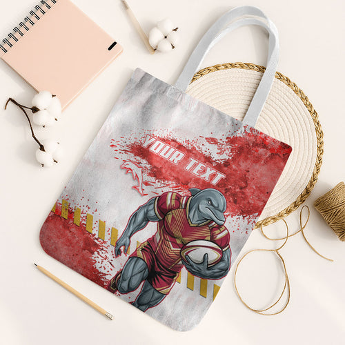 Personalised Dolphins Rugby Tote Bag Dolphin Mascot - Sporty Splash Art Style