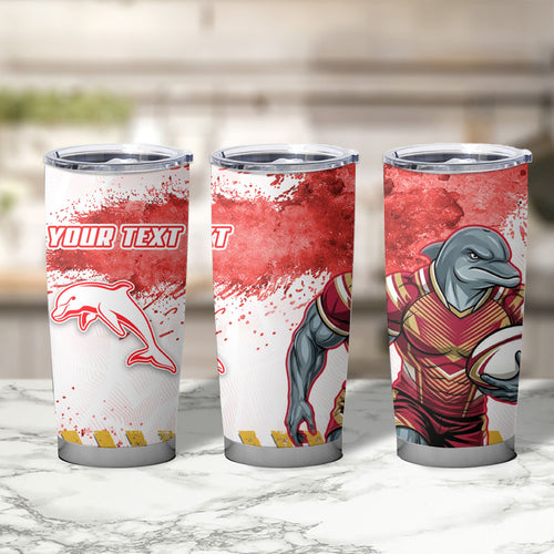 Personalised Dolphins Rugby Tumbler Cup Dolphin Mascot - Sporty Splash Art Style