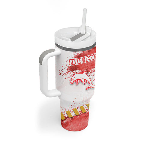 Personalised Dolphins Rugby Tumbler With Handle Dolphin Mascot - Sporty Splash Art Style