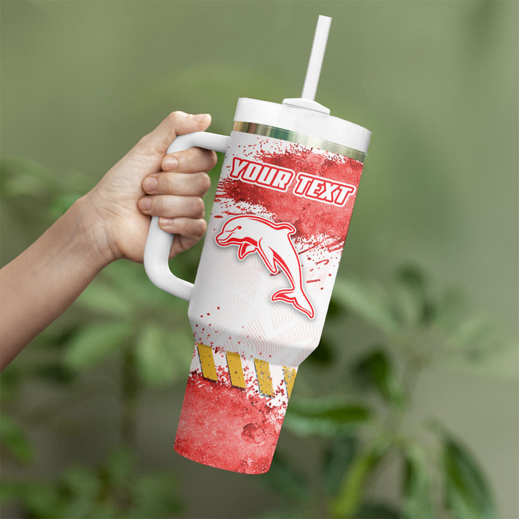 Personalised Dolphins Rugby Tumbler With Handle Dolphin Mascot - Sporty Splash Art Style