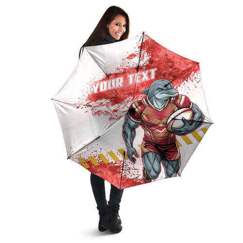 Personalised Dolphins Rugby Umbrella Dolphin Mascot - Sporty Splash Art Style