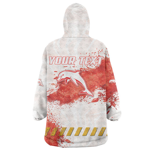 Personalised Dolphins Rugby Wearable Blanket Hoodie Dolphin Mascot - Sporty Splash Art Style