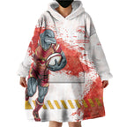 Personalised Dolphins Rugby Wearable Blanket Hoodie Dolphin Mascot - Sporty Splash Art Style
