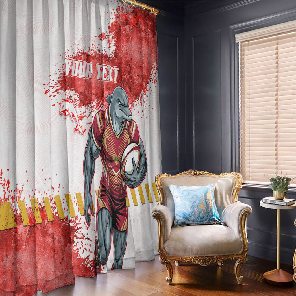 Personalised Dolphins Rugby Window Curtain Dolphin Mascot - Sporty Splash Art Style