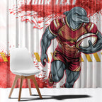 Personalised Dolphins Rugby Window Curtain Dolphin Mascot - Sporty Splash Art Style