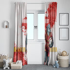 Personalised Dolphins Rugby Window Curtain Dolphin Mascot - Sporty Splash Art Style