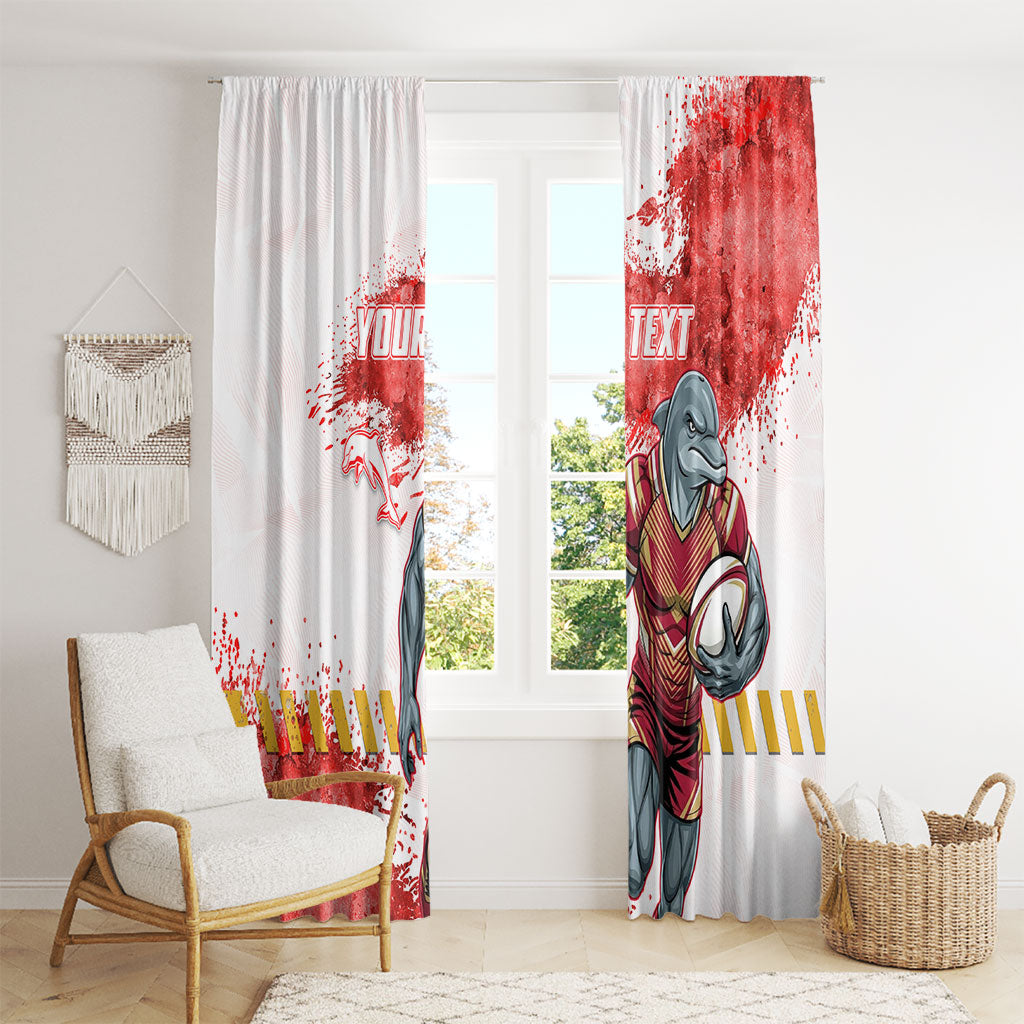 Personalised Dolphins Rugby Window Curtain Dolphin Mascot - Sporty Splash Art Style