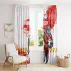 Personalised Dolphins Rugby Window Curtain Dolphin Mascot - Sporty Splash Art Style