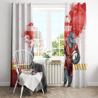 Personalised Dolphins Rugby Window Curtain Dolphin Mascot - Sporty Splash Art Style