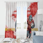 Personalised Dolphins Rugby Window Curtain Dolphin Mascot - Sporty Splash Art Style