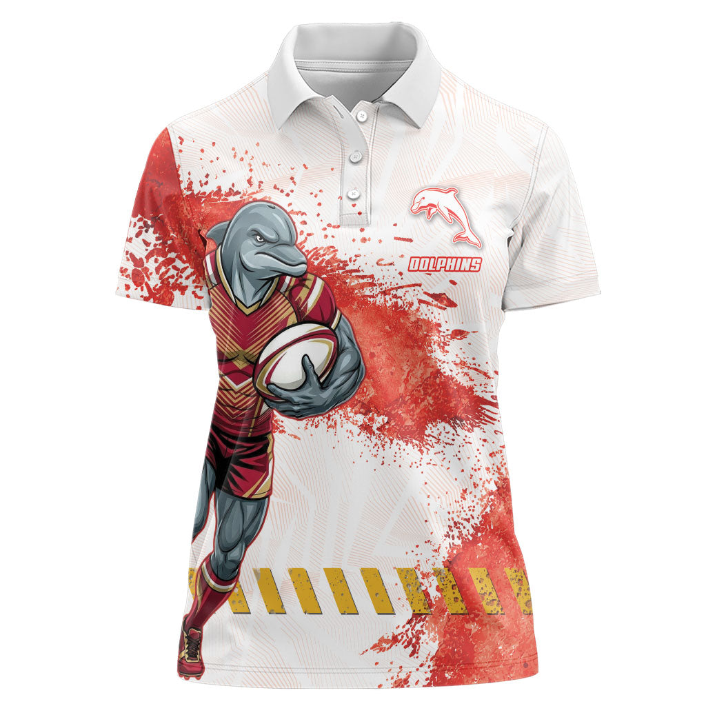 Personalised Dolphins Rugby Women Polo Shirt Dolphin Mascot - Sporty Splash Art Style