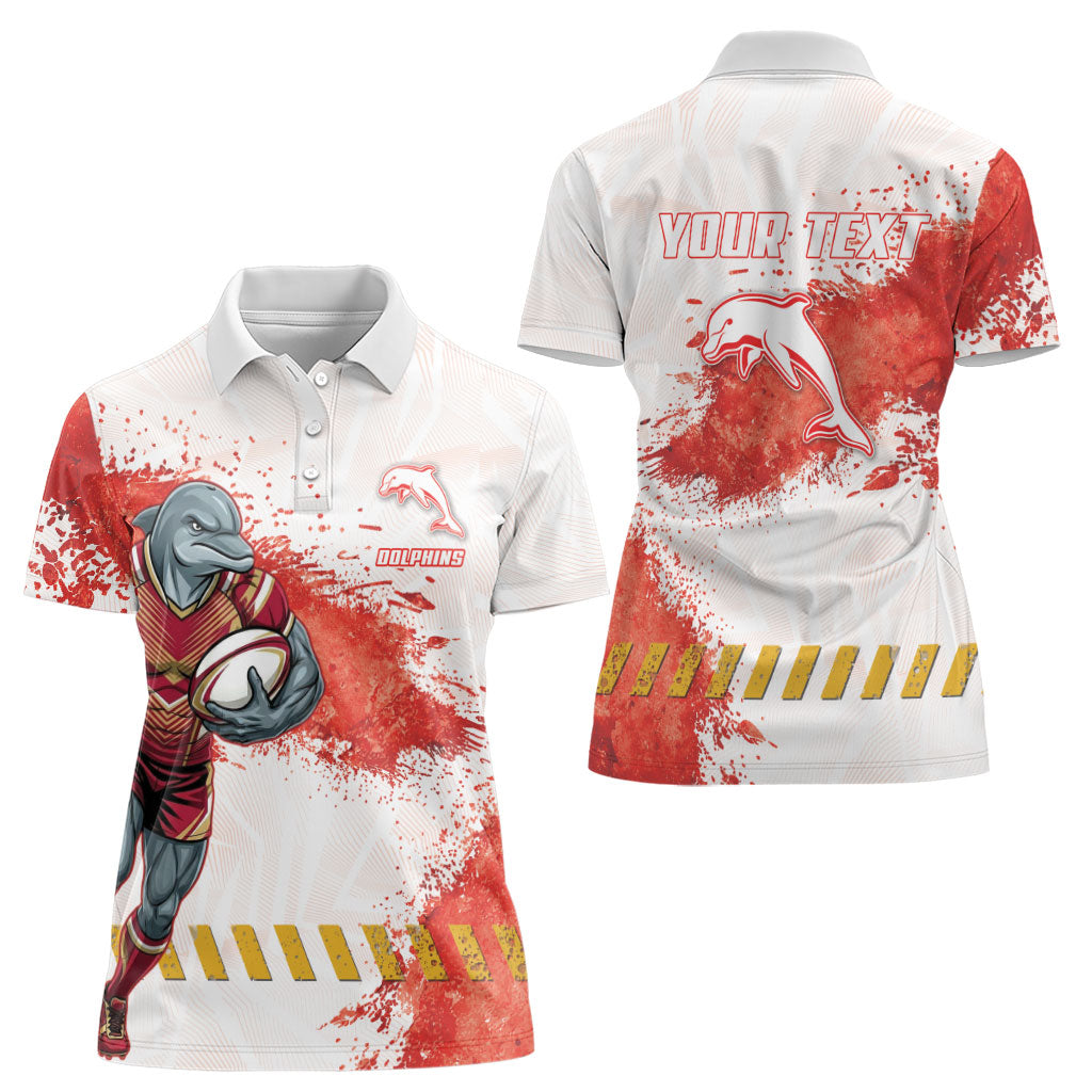 Personalised Dolphins Rugby Women Polo Shirt Dolphin Mascot - Sporty Splash Art Style