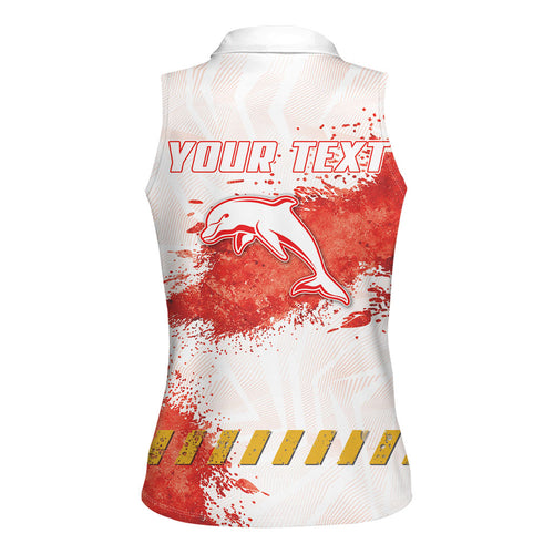 Personalised Dolphins Rugby Women Sleeveless Polo Shirt Dolphin Mascot - Sporty Splash Art Style