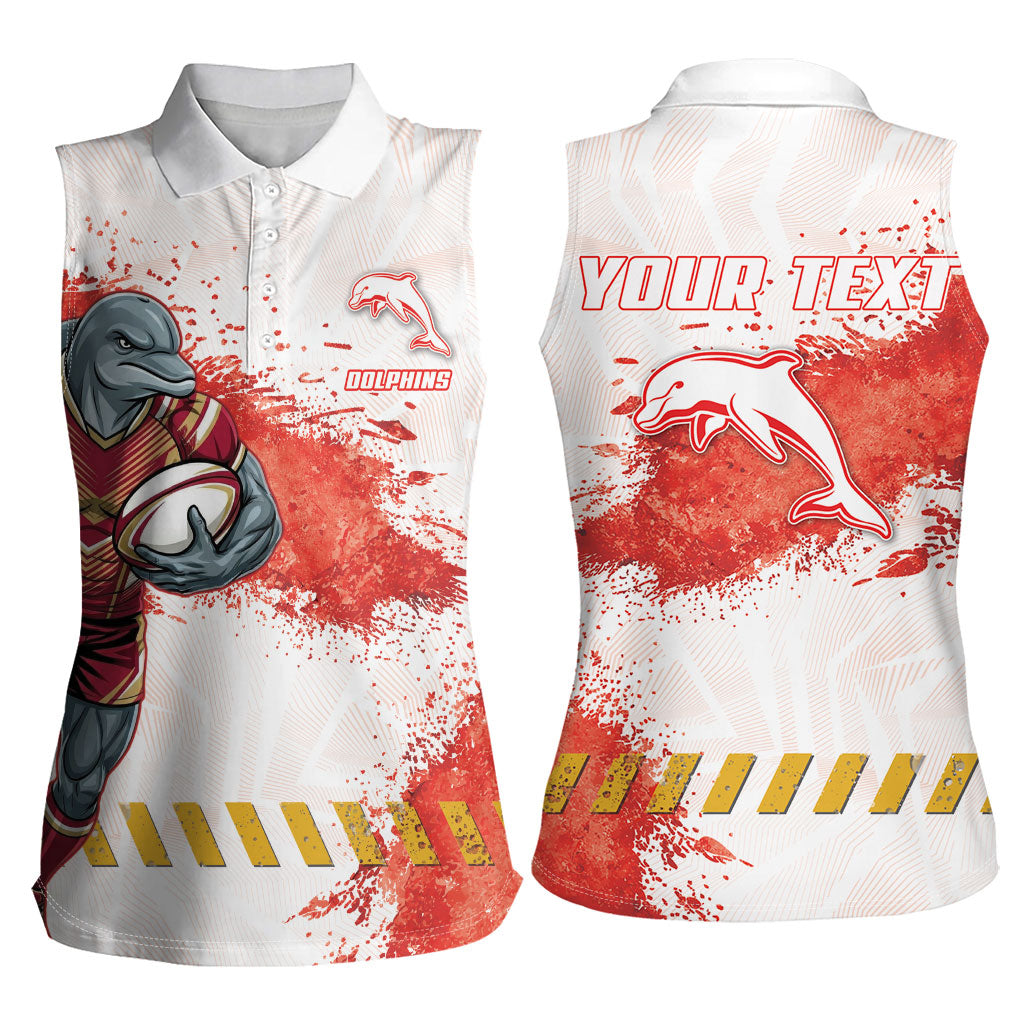 Personalised Dolphins Rugby Women Sleeveless Polo Shirt Dolphin Mascot - Sporty Splash Art Style