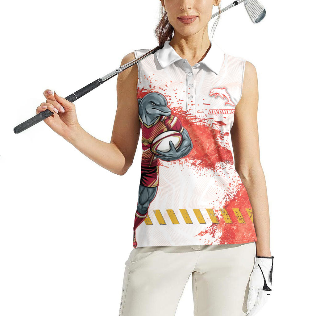 Personalised Dolphins Rugby Women Sleeveless Polo Shirt Dolphin Mascot - Sporty Splash Art Style
