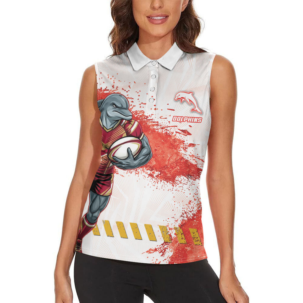 Personalised Dolphins Rugby Women Sleeveless Polo Shirt Dolphin Mascot - Sporty Splash Art Style