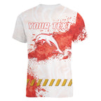 Personalised Dolphins Rugby Women V-Neck T-Shirt Dolphin Mascot - Sporty Splash Art Style